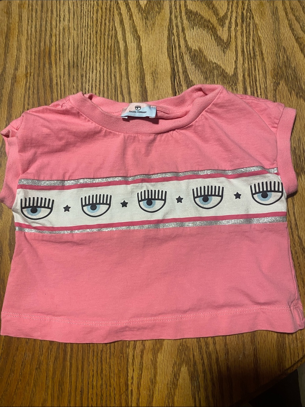 Chiara Ferragni Pink Eye-Strip Graphic Tee